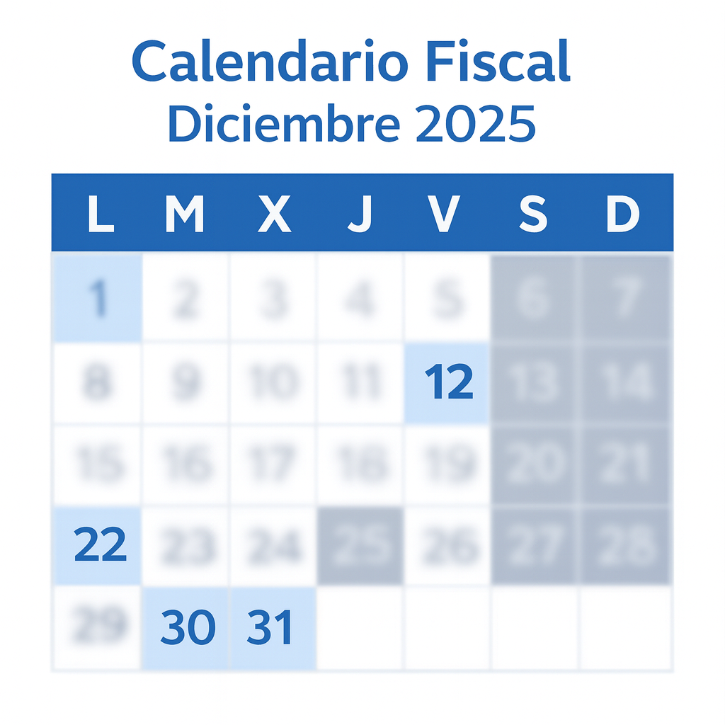 Calendario Fiscal de Diciembre 2025: modelos, plazos y obligaciones clave para pymes y autónomos